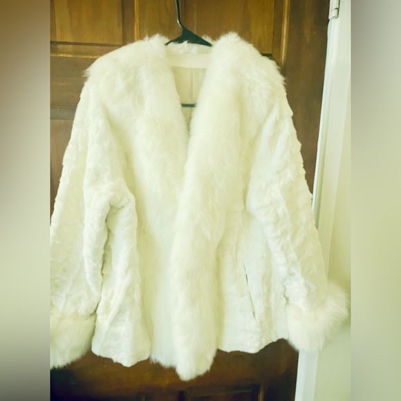 Authentic white mink and fox fur jacket - Picture 3 of 12